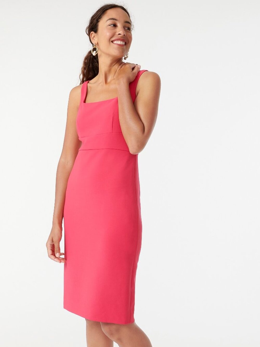 NWT J. Crew Size 8 Hot Pink Fuchsia Sheath Sleeveless Dress in Stretch Crepe NEW - Picture 5 of 8